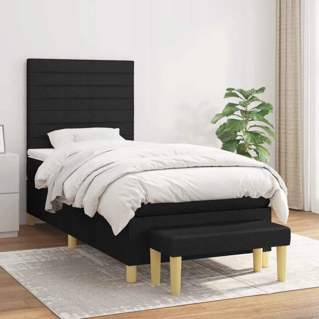 Box spring postel s matrací černá 90x190 cm textil Černý 3137199