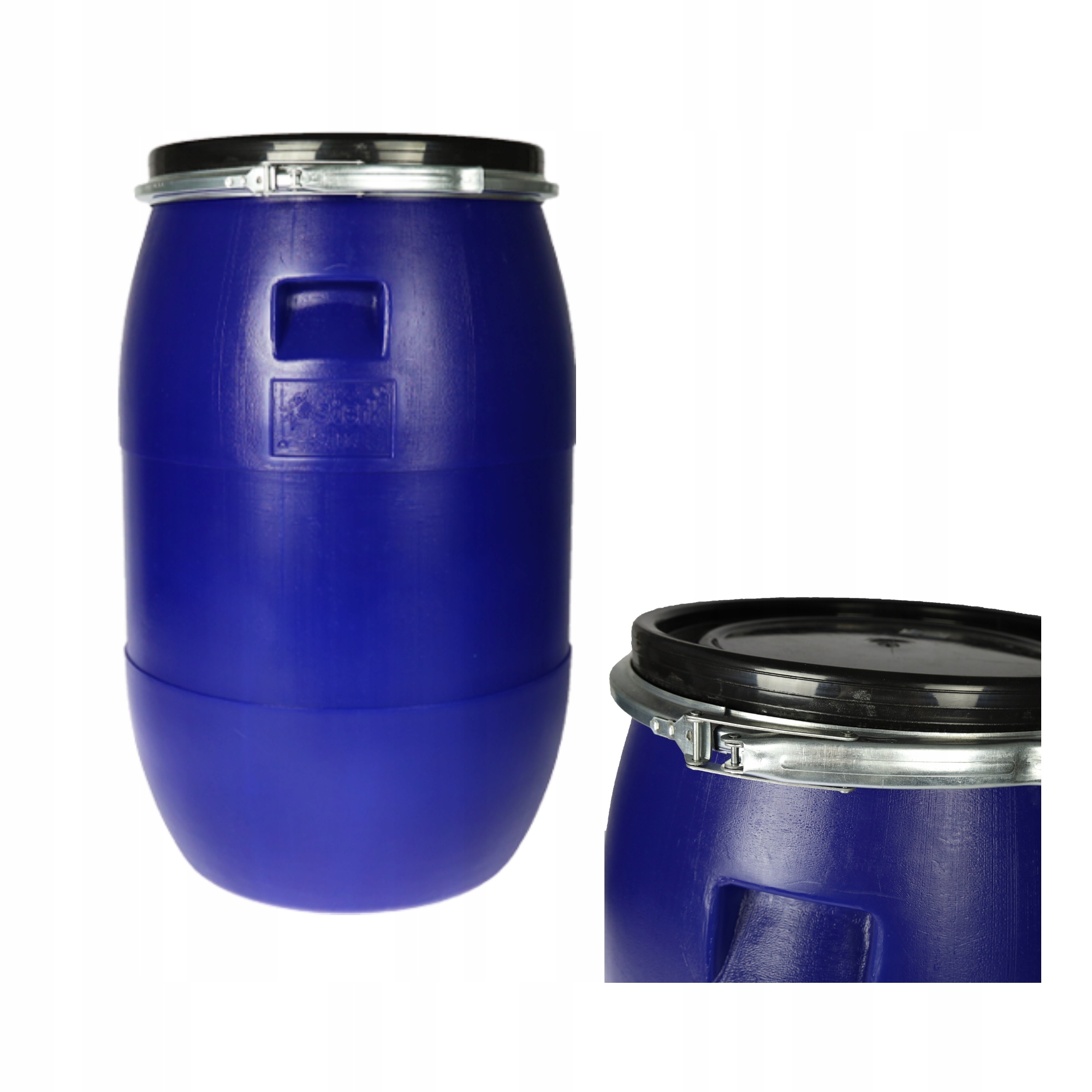 BECZKA 85L METALOWA OBEJMA ZBIORNIK NA DESZCZÓWKĘ PRZECHOWYWANIE KISZENIE