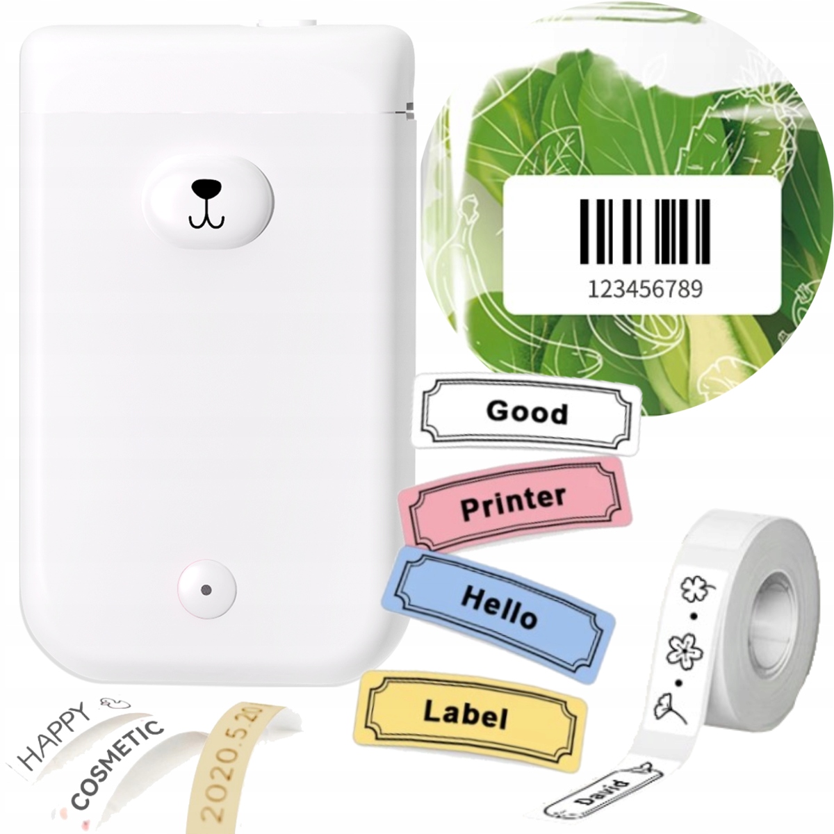 Phomemo D30S mini termální tiskárna samolepících štítků Medvídek pro děti