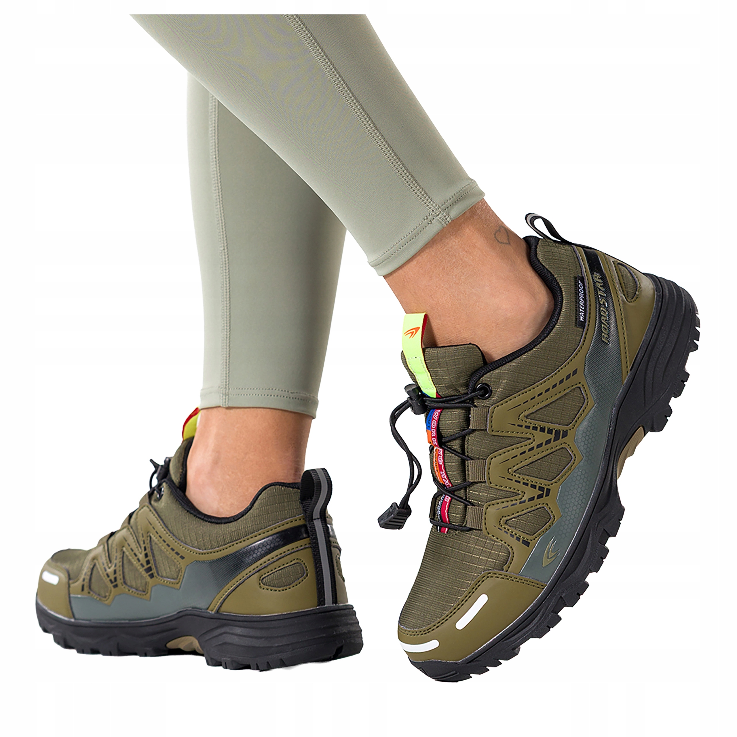 Zelené dámské Trekingové Boty s elastickou šňůrkou, Voděodolné, velikost 39