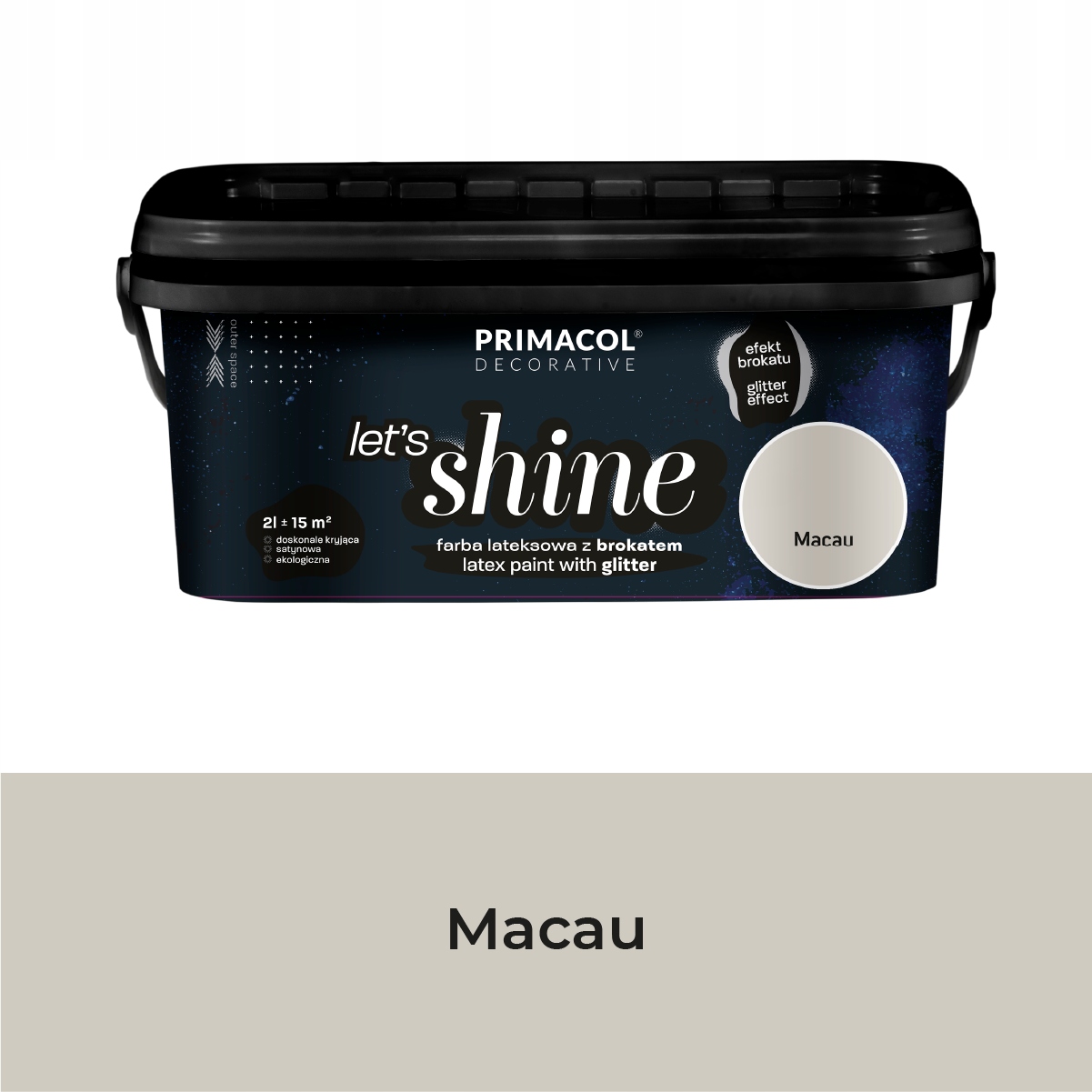 Primacol Let's Shine Dekorativní Barva Se Třpytkami Macau 2L Šedá