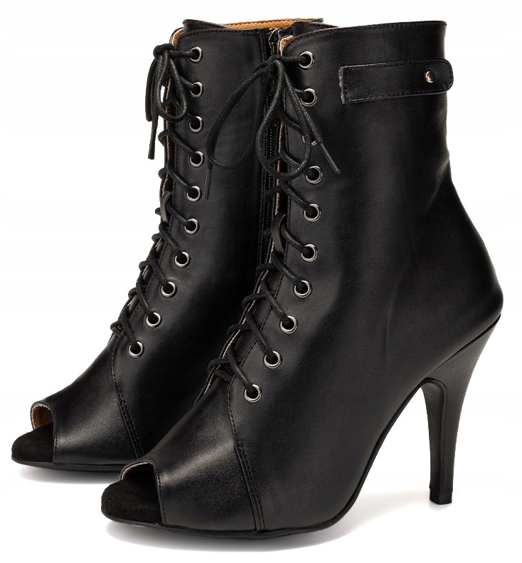 Buty Do Tańca High Heels Skórzane Wiązane 10cm