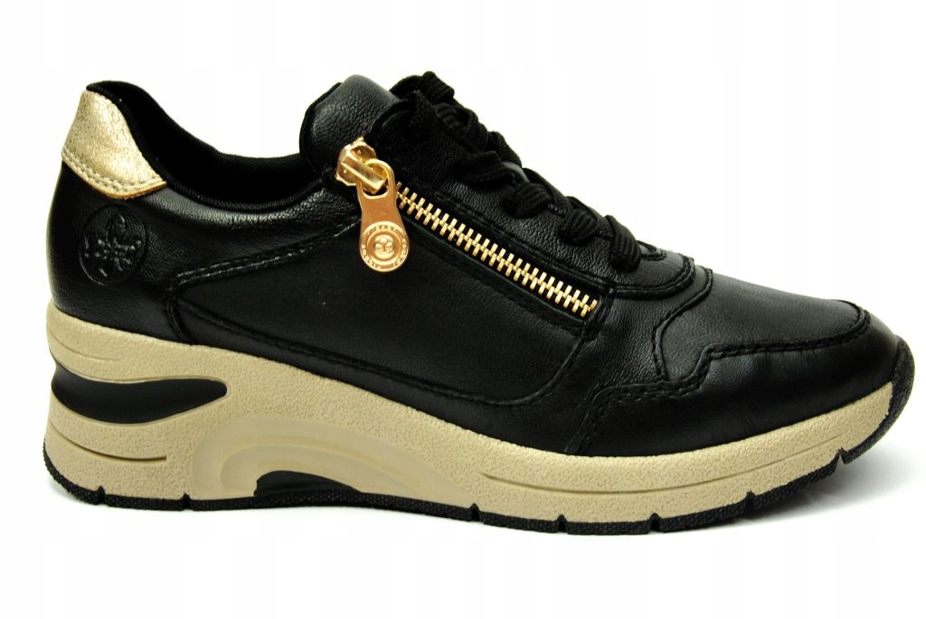 Rieker N9301 Sneakersy černé Kožené polobotky na klínku vel. 39