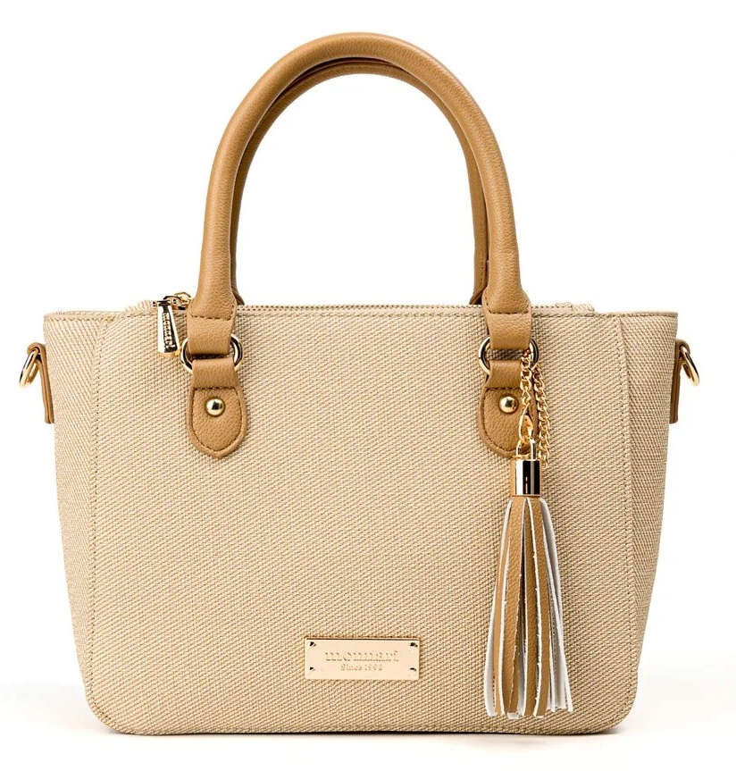 Monnari Torebka Damska Listonoszka Na Ramię Beżowa Mini Kuferek Zawieszka