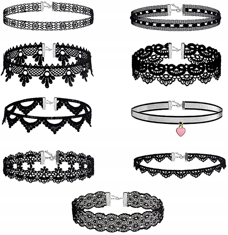 

Naszyjnik Damski Zestaw 9szt Choker rzemyk Czarny
