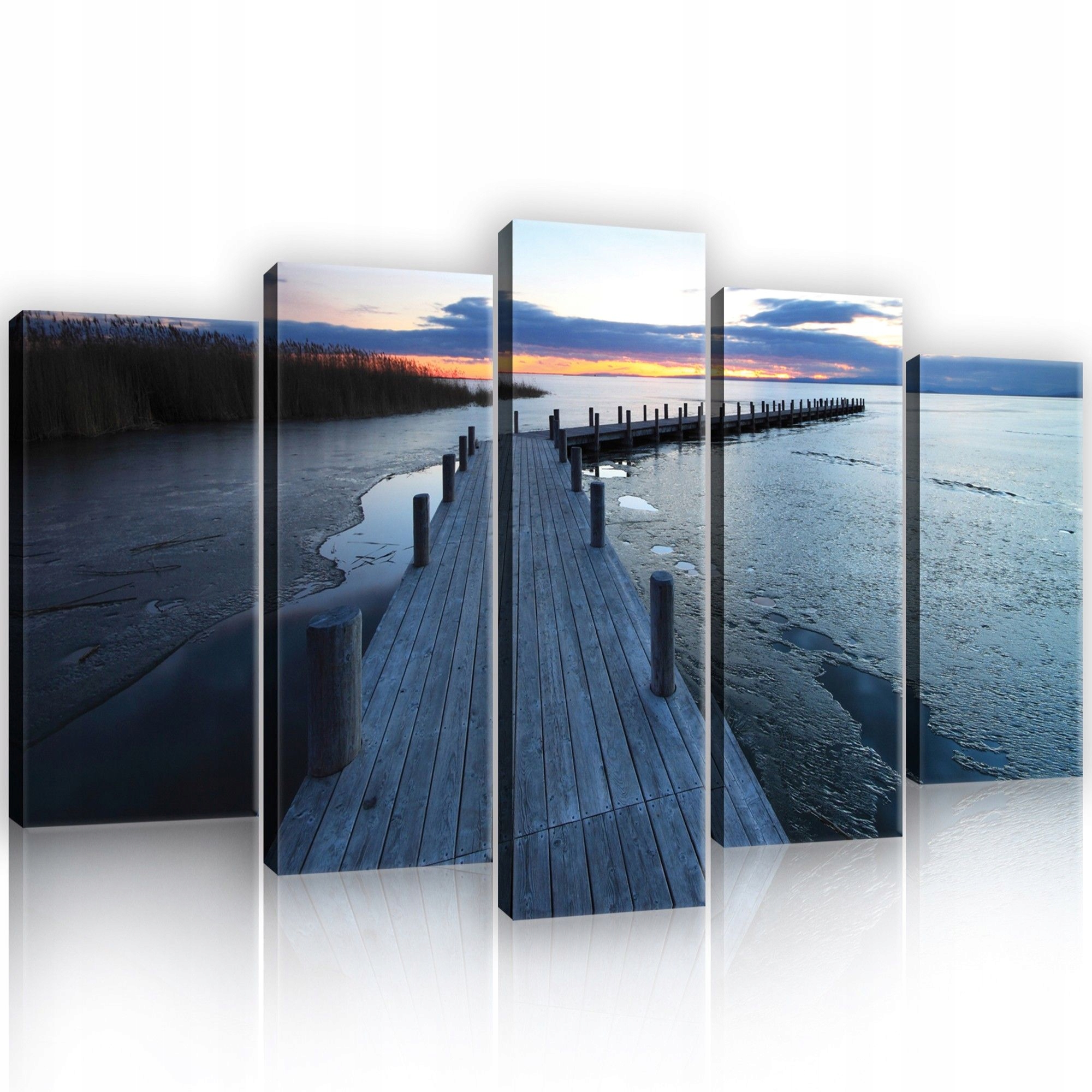 Obraz 100x60 Zimní krajina západ slunce jezero příroda klid ticho