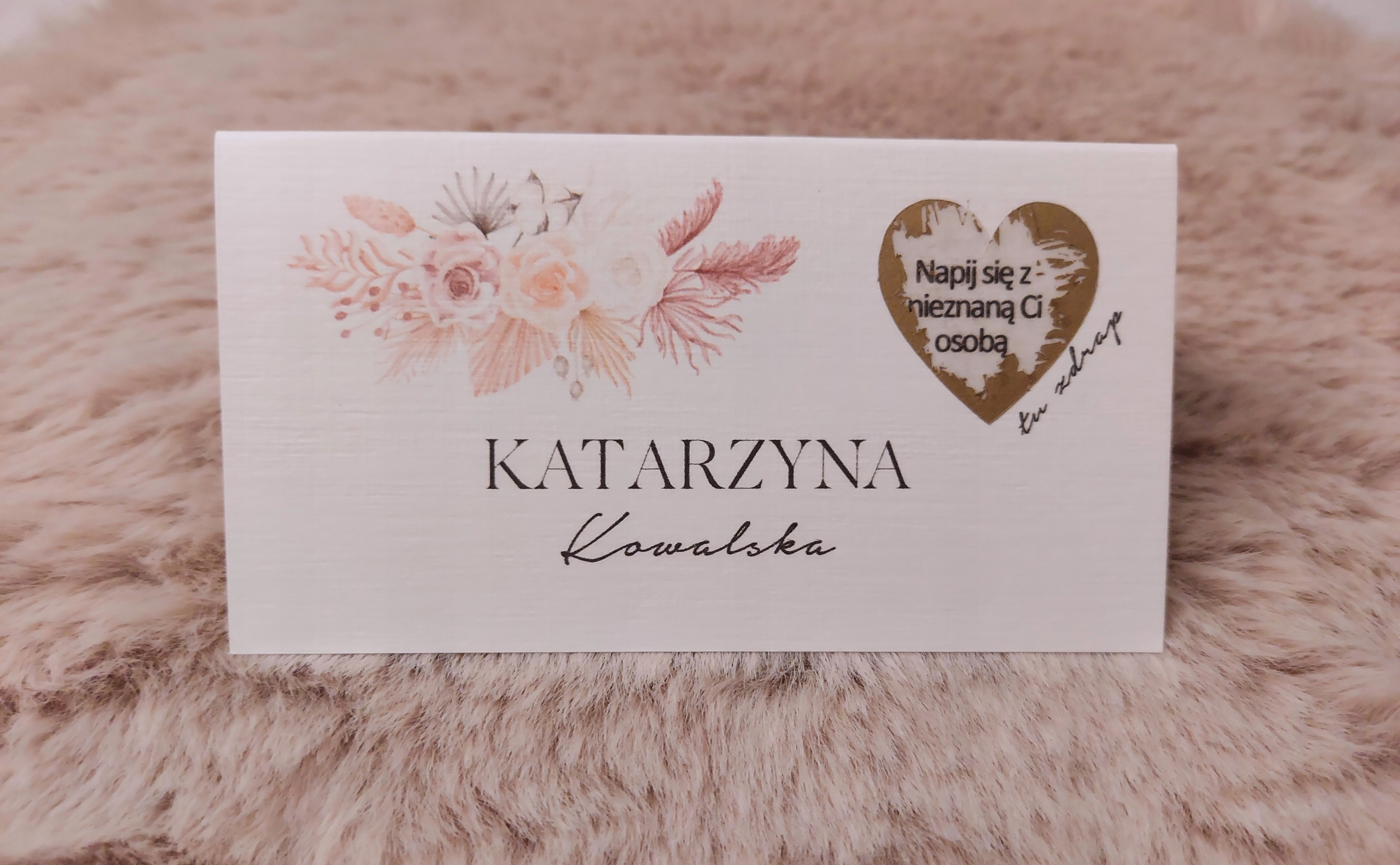 Zdrapka winietka z zadaniem dla gości weselnych boho