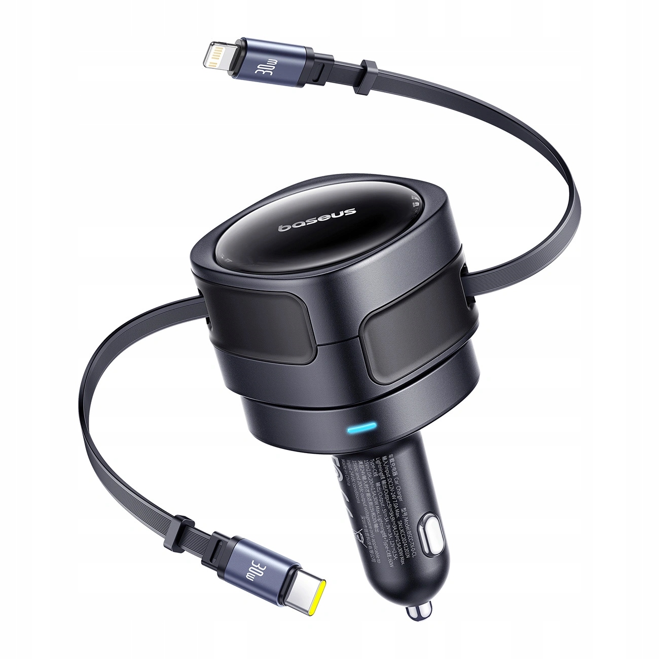 automobilová Baseus Enjoyment Max 60W s navíjecími kabely Usb-c a