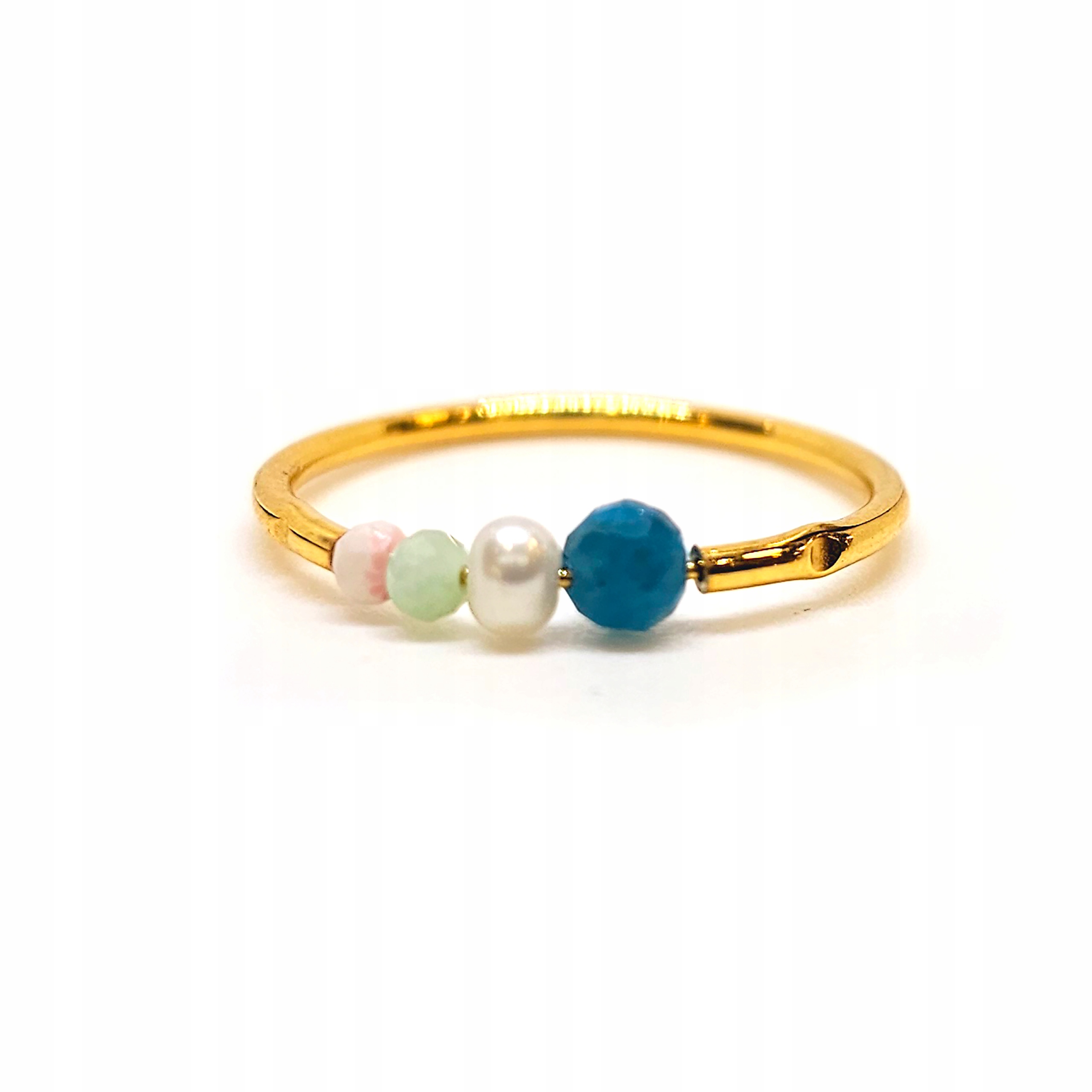 Zlatý prstýnek s přírodními kameny chryzopraz apatit opál zlato 585