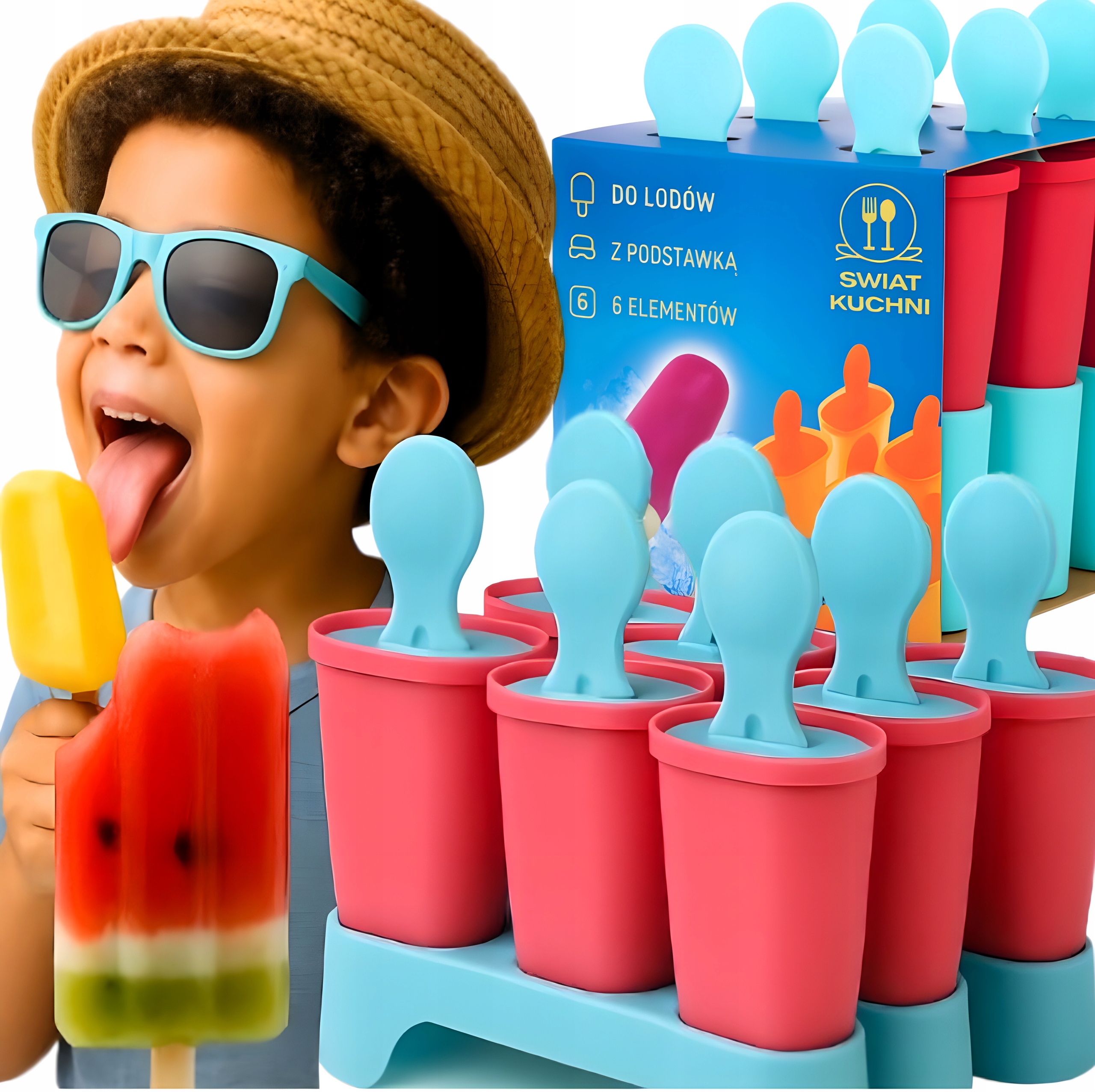 6X FOREMKI DO LODÓW NA PATYKU FORMA LODY DOMOWE ŚMIETANKOWE SORBETY STOJAK