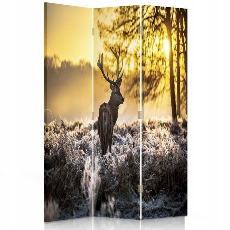 Obojstranný otočný paraván Jeleň pri západe slnka 110 x 170