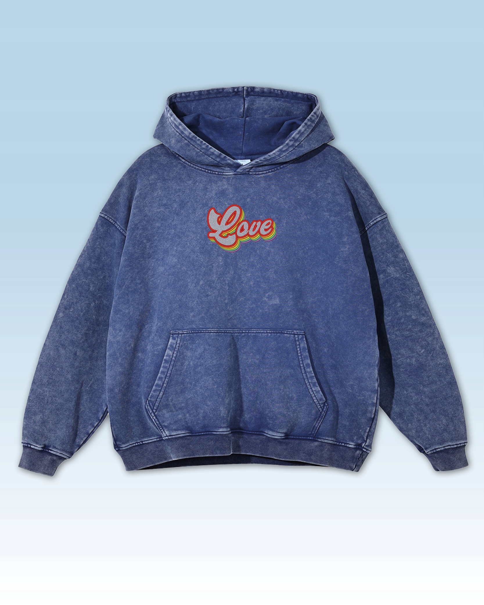 Mikina Duhová Love Výšivka Barevná Duha Barvy Vintage Radost Modrá XXL