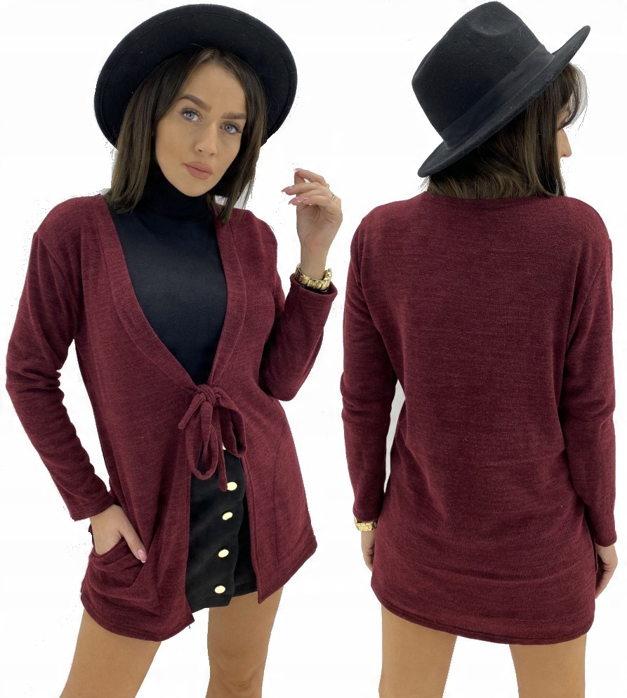 

Stylowy Sweter Bordowy Duże Rozmiary 50 5XL