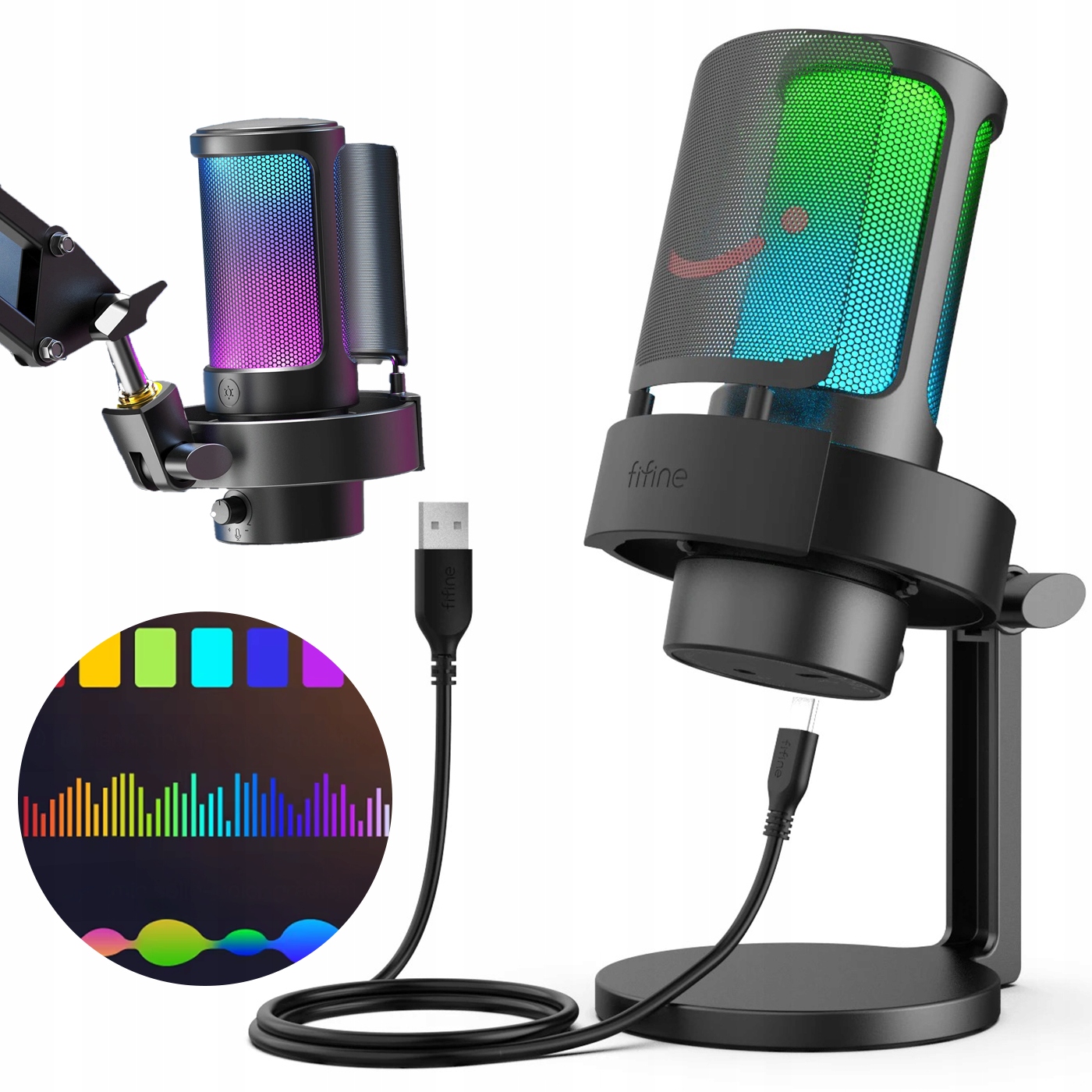 Usb mikrofón s Rgb, dotykovým stlmením a slúchadlovým monitorom pre Pc a Mac