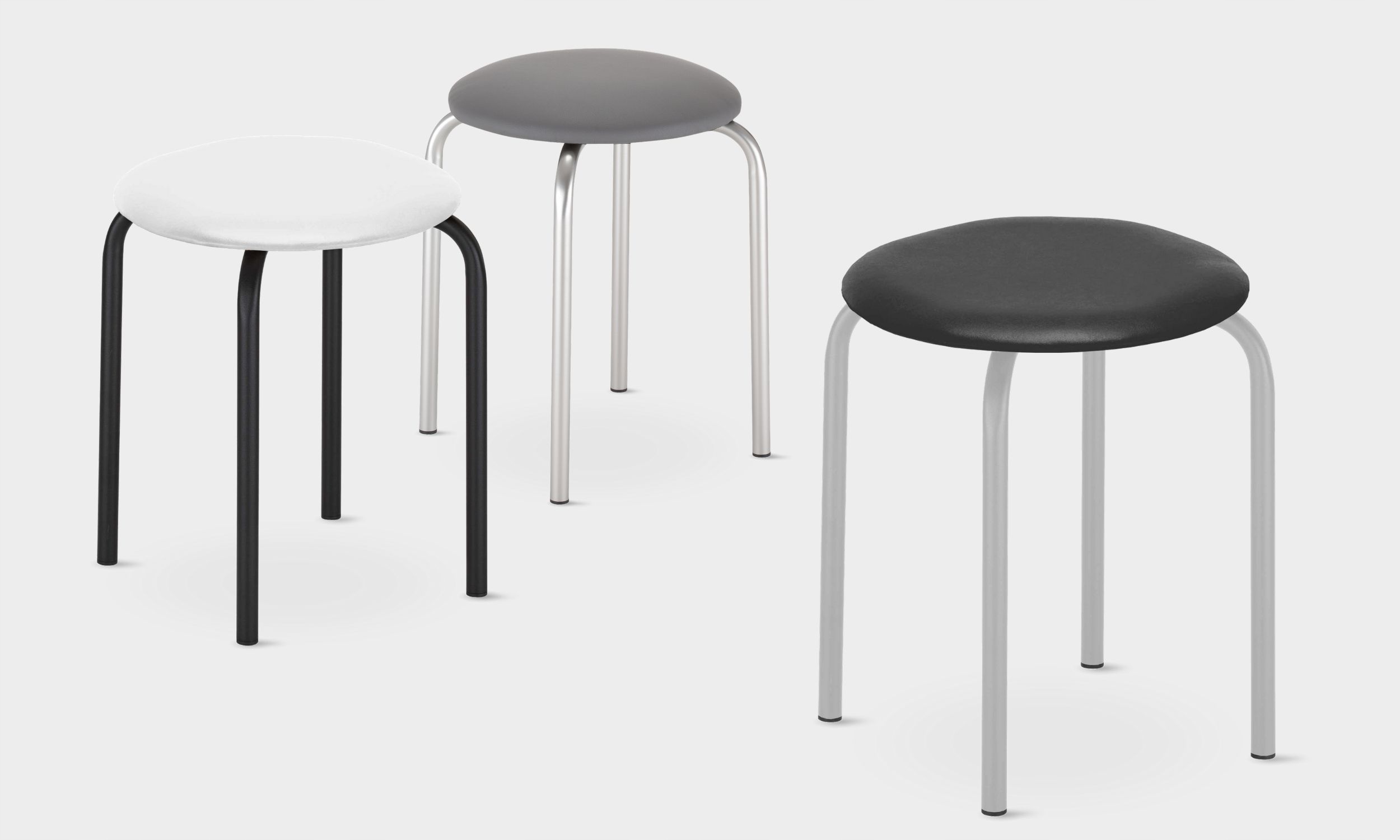 Stołek tapicerowany bez oparcia CHICO chrom C14 niebiesko-czarny Nowy Styl Kod producenta CHICO 4L-CR C14