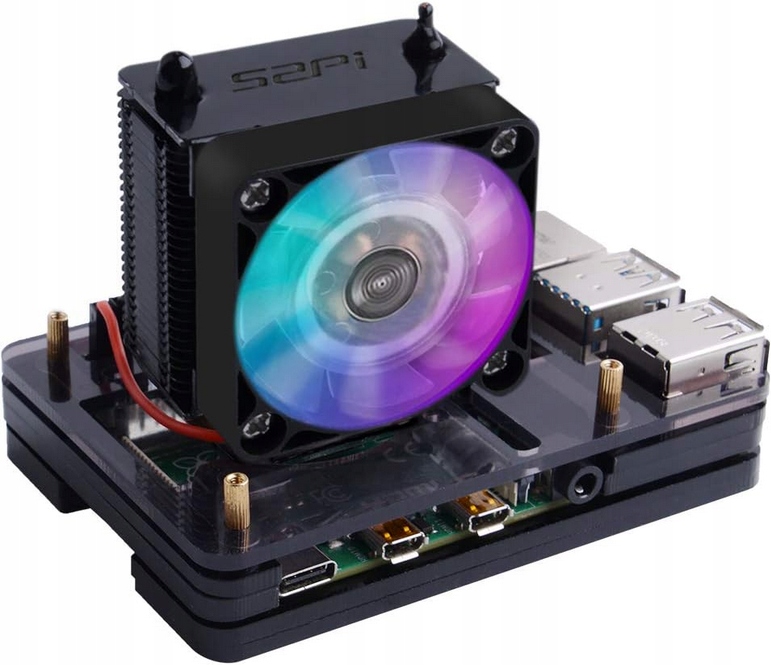 Obudowa Raspberry Pi 4 GeeekPi Ice Tower wentylator RGB