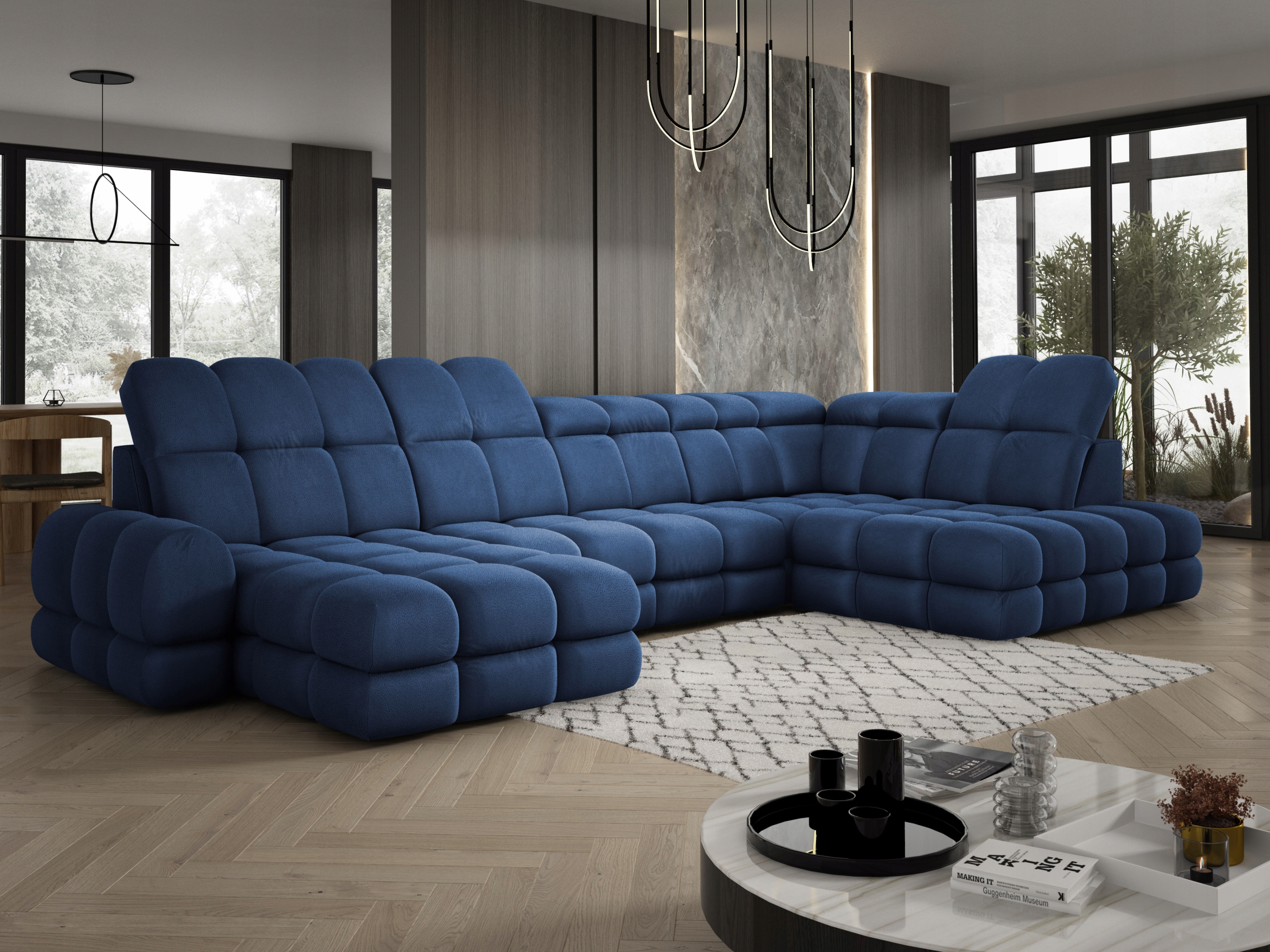 Moderní stylový Rohová Sedací Souprava Tollo XL Versailles s elektrickou funkcí spaní
