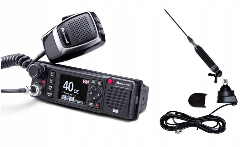 RADIO CB MIDLAND M 88 ANTENA SIRIO 1500 UCHWYT