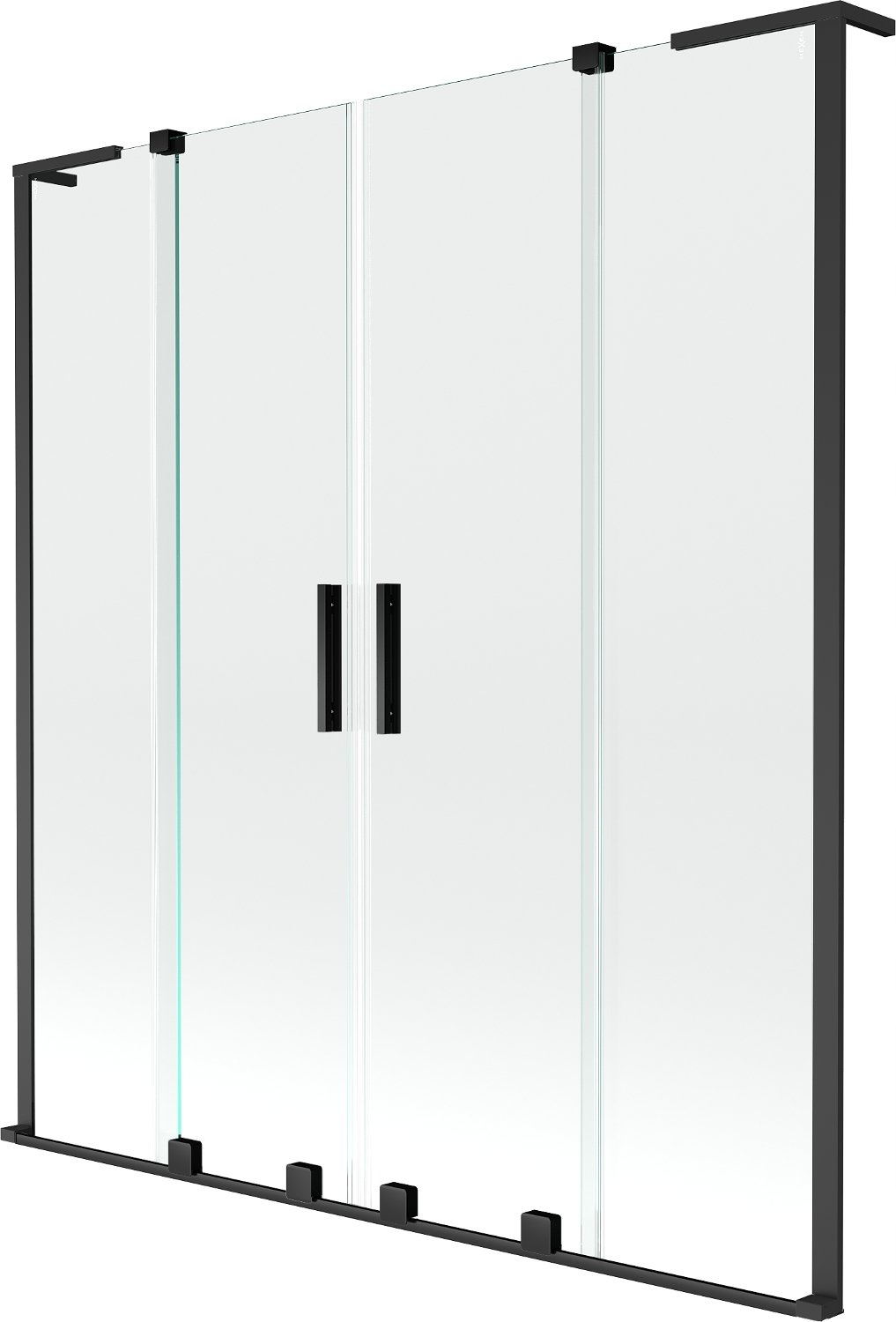 Mexen Velar L Duo 2-křídlé posuvné dvířka 150x150 cm, černé/tvrzené sklo
