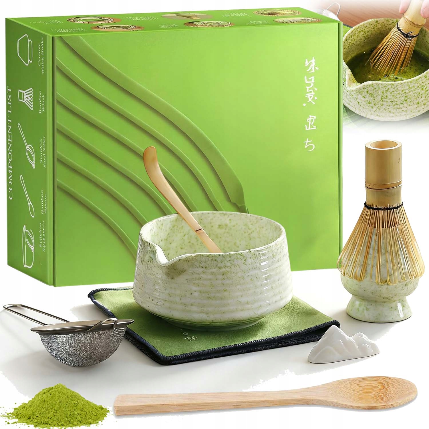 Levně Sada Na Matchy Japonský Styl S Šálek Metlou Podstavec Lžička 8KS