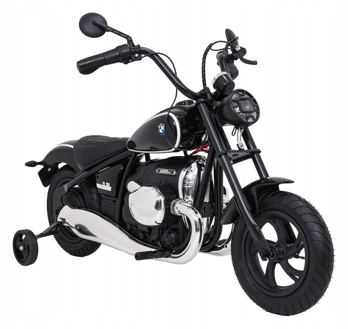 Motor na akumulator dla dzieci Bmw R18 Czarny boczne kółka Led audio