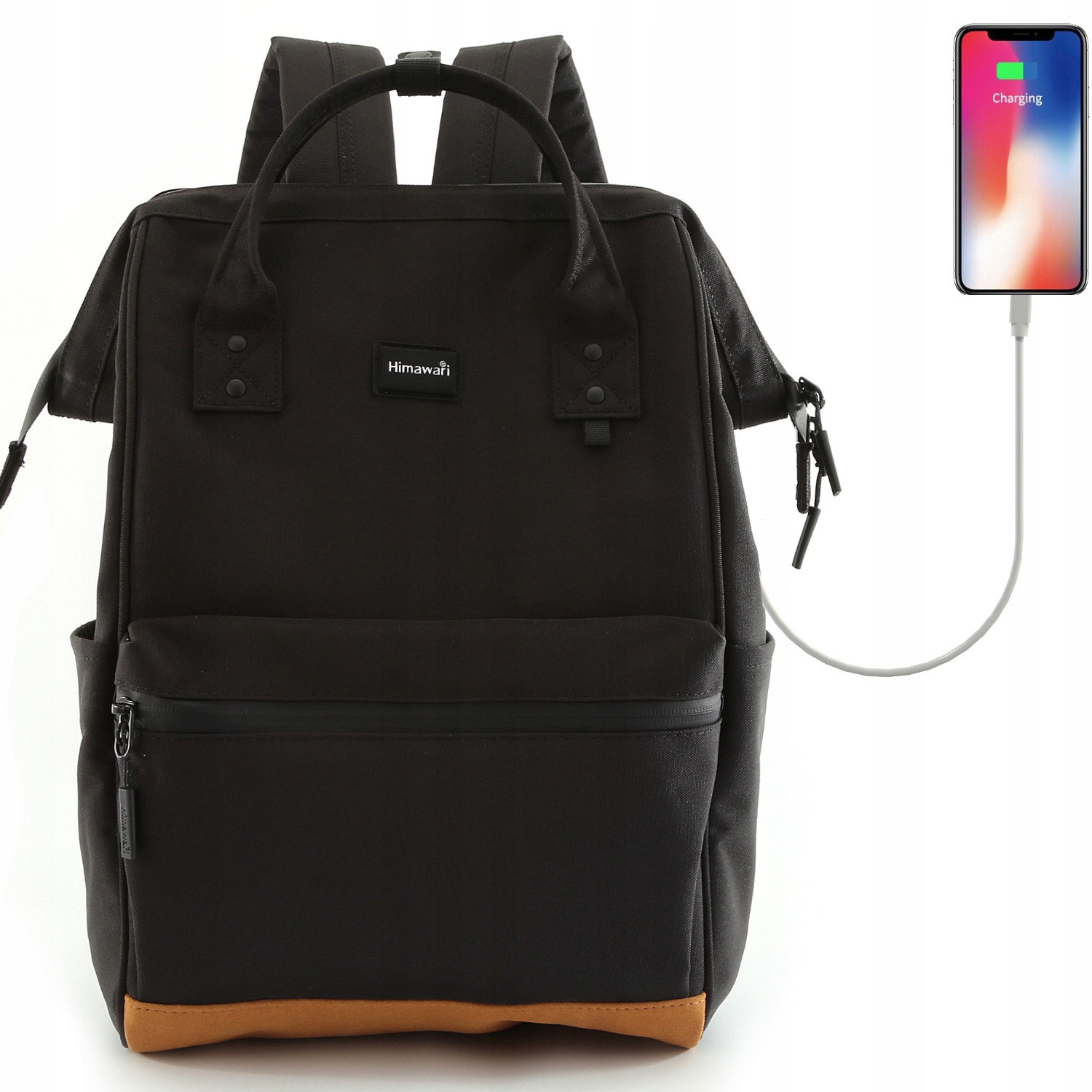 Plecak damski Himawari 124 na laptopa 15" z Usb wodoodporny #04 czarny