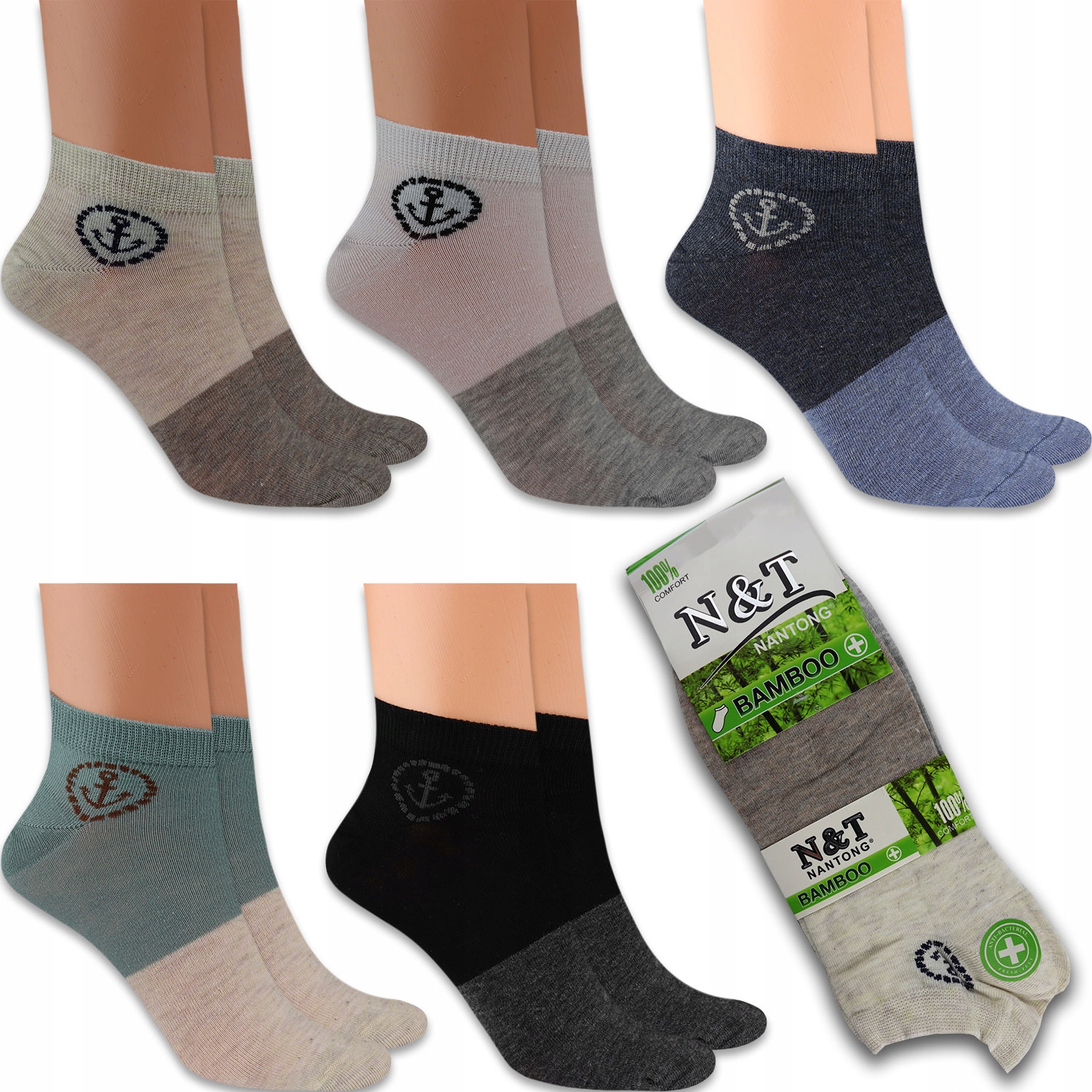 

5x Skarpetki Męskie Stopki Kolorowe Bambusowe