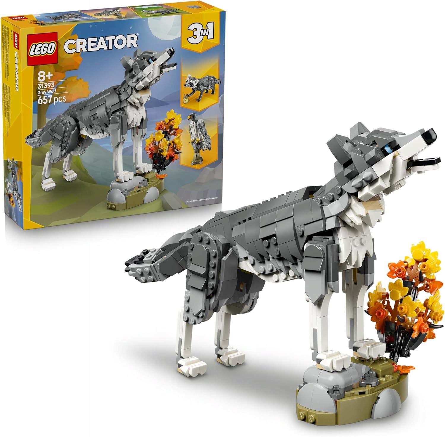 stavebnice Lego Creator 3v1 31393 Lesní zvířata: Vlk šedý Sokol Mýval