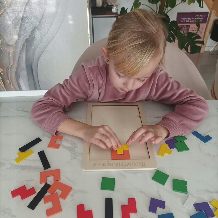 UKŁADANKA DREWNIANA TETRIS puzzle układanka edukacyjna Wiek dziecka 3 lata +