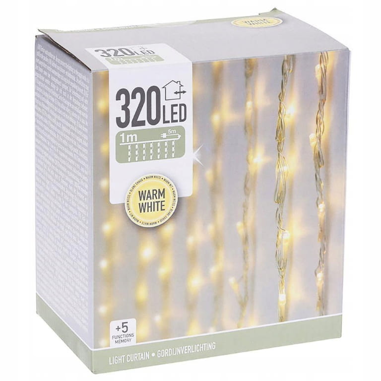 Světelný závěs girlanda 320 Led 1 m teplá barva