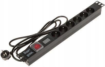 Zásuvková Lišta 6 Zásuvek PD-6/R-VA Pro Montáž Do Racku 19"