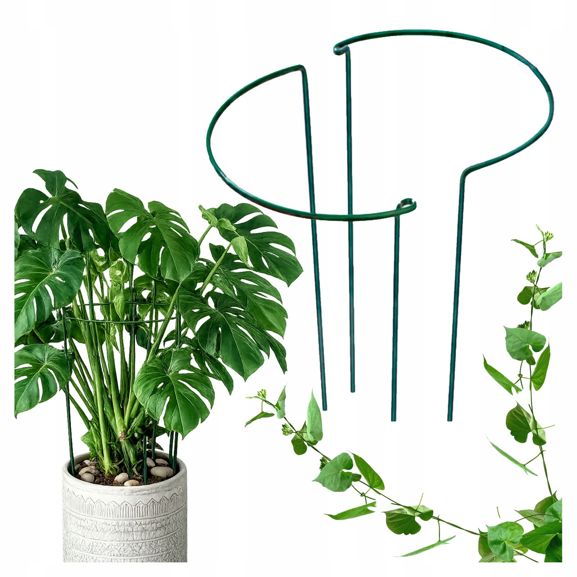 PODPÓRKA POD KWIATY OBRĘCZ DO ROŚLIN DONICZKOWYCH DO ŁODYG METAL 2 SZT 40CM