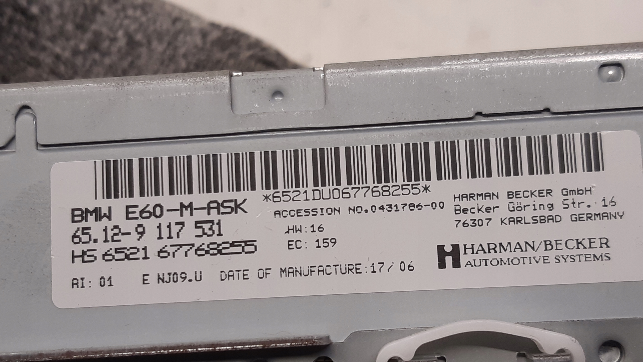 Radio tuner 9117531 BMW E61