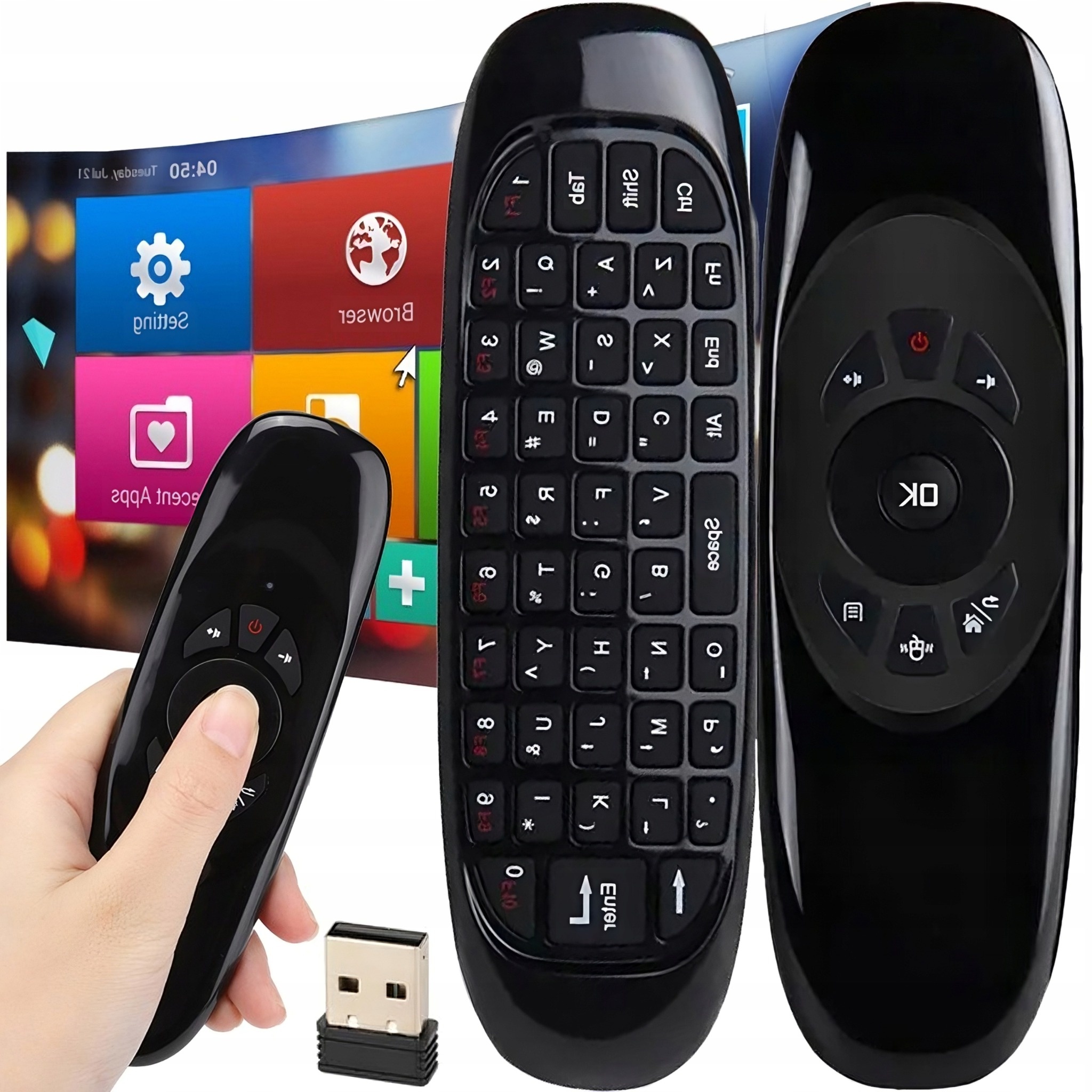 Pilot Smart TV USB 2,4GHz Klawiatura Mysz na Ruch * Sensor grawitacyjny