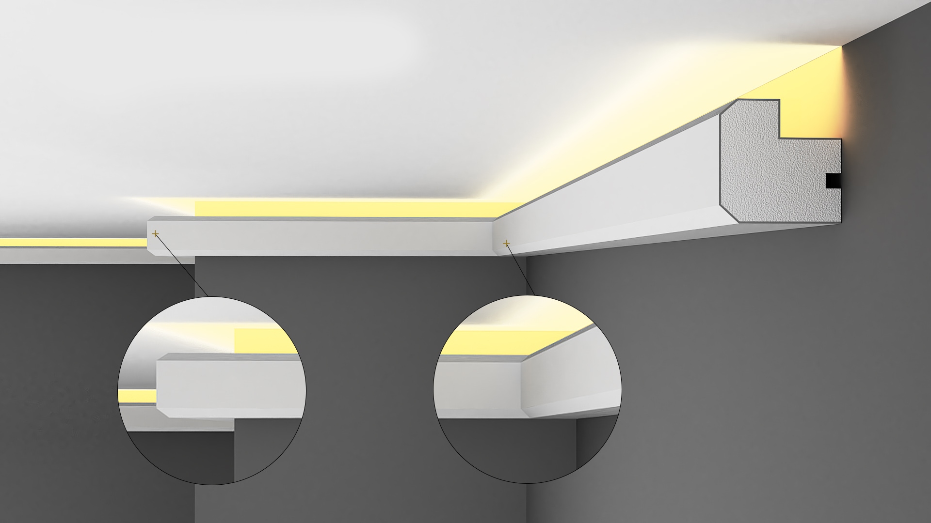 listwa led, gzyms oświetleniowy, utwardzana, atest Długość 1 m