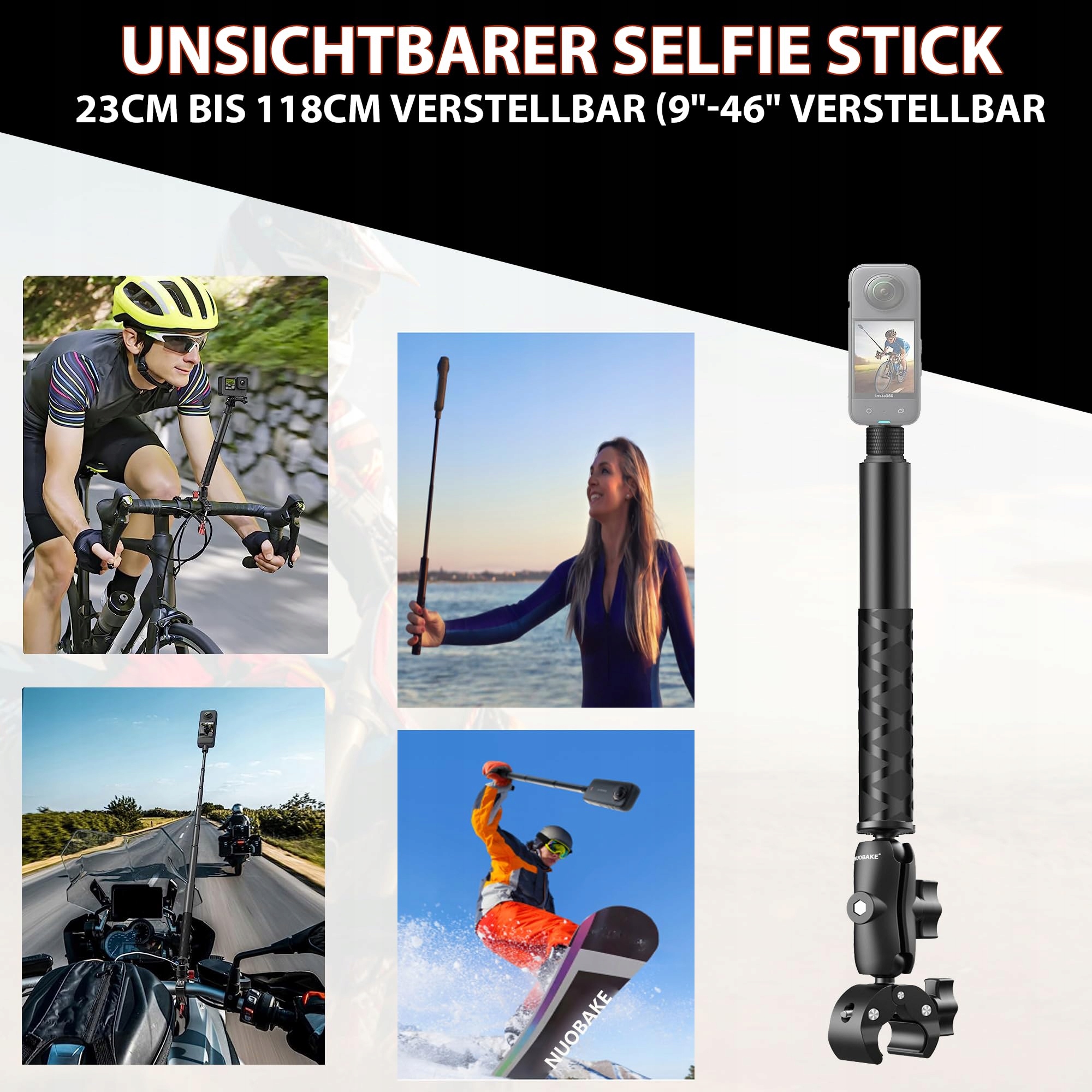 Zestaw Montażowy Na Kierownicę Do Kamer Sportowych GoPro Insta360 NUOBAKE — miniatura 2