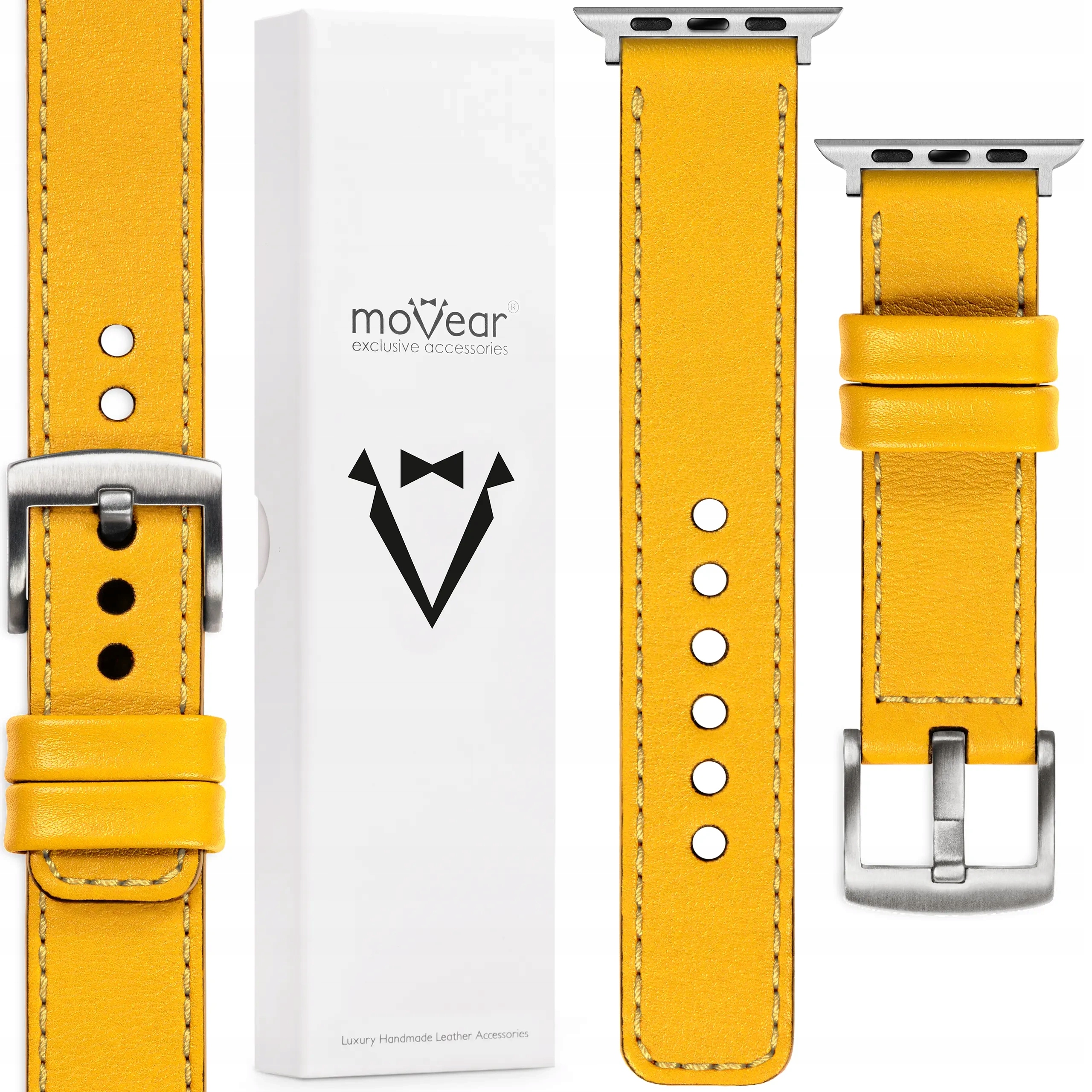 Pásek pro Apple Watch 10 9 8 7 6 5 4-1 Se 46-44 kožený Žlutý