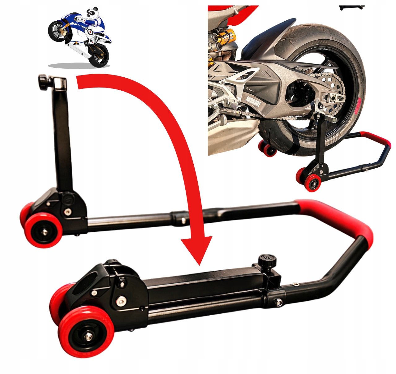 Stojan na motocykl skládací na zadní část pod motocykl hever Motowotom