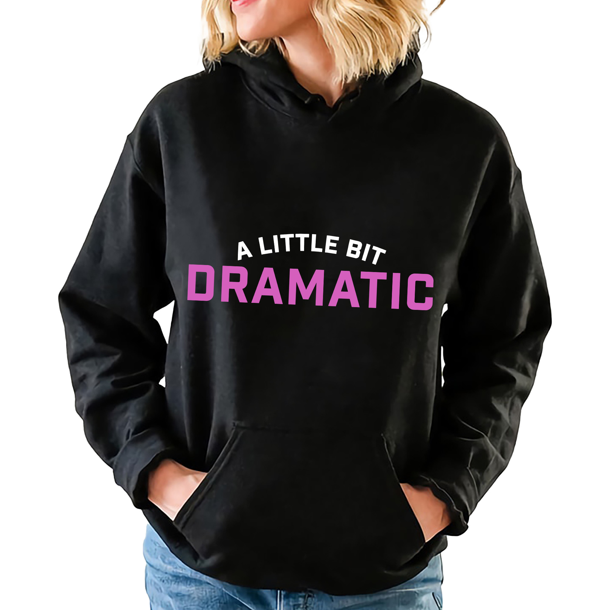 mikina s kapucí Černá Zábavný gadget Dárek A Bit Dramatic XXL