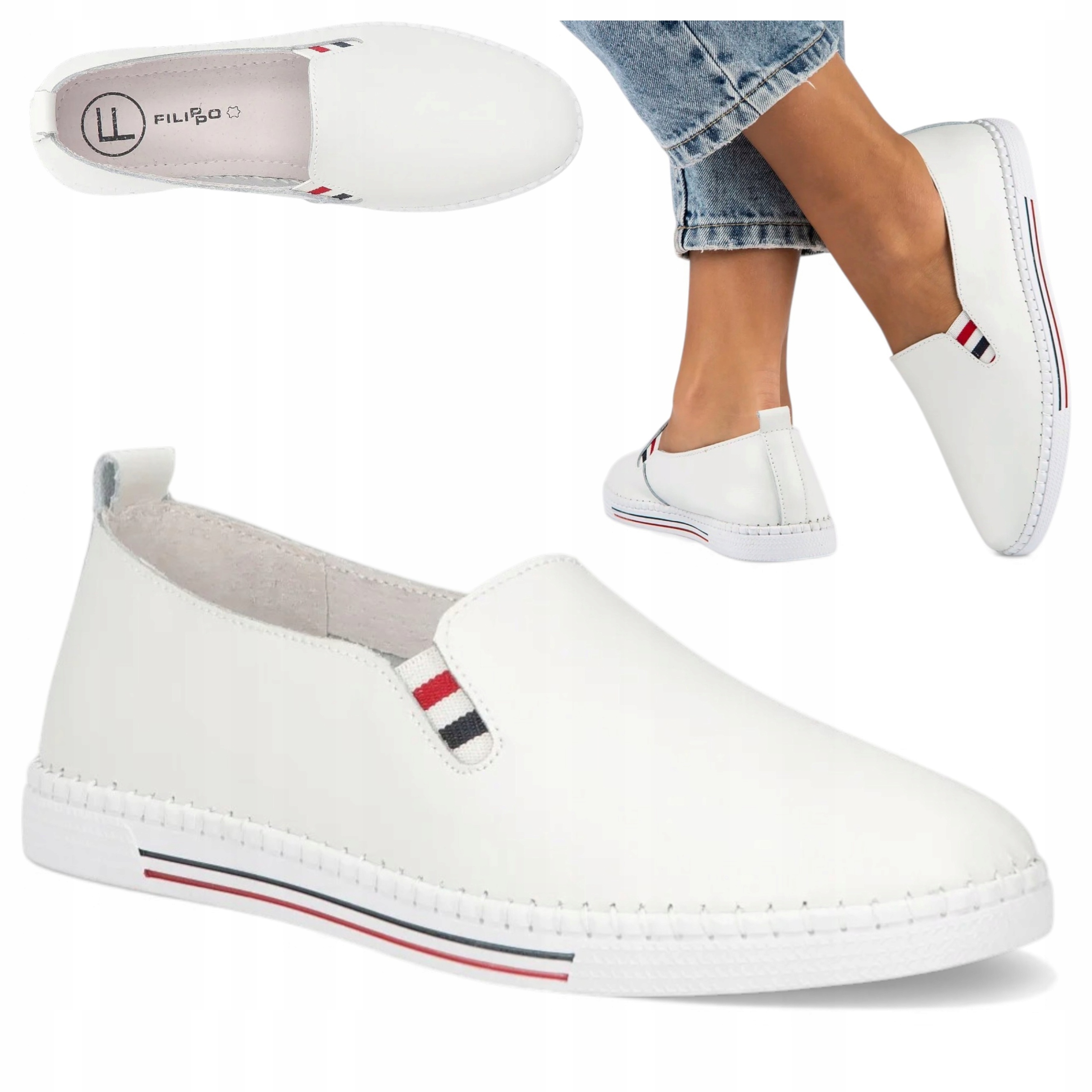 Buty Trampki Damskie Skórzane 36 Filippo Wiosenne Tenisówki Modne