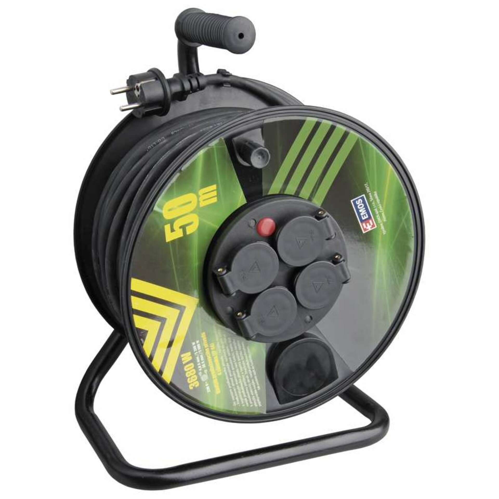 Emos Gumový predlžovací kábel na bubne 4 zásuvky 50m 1908245003