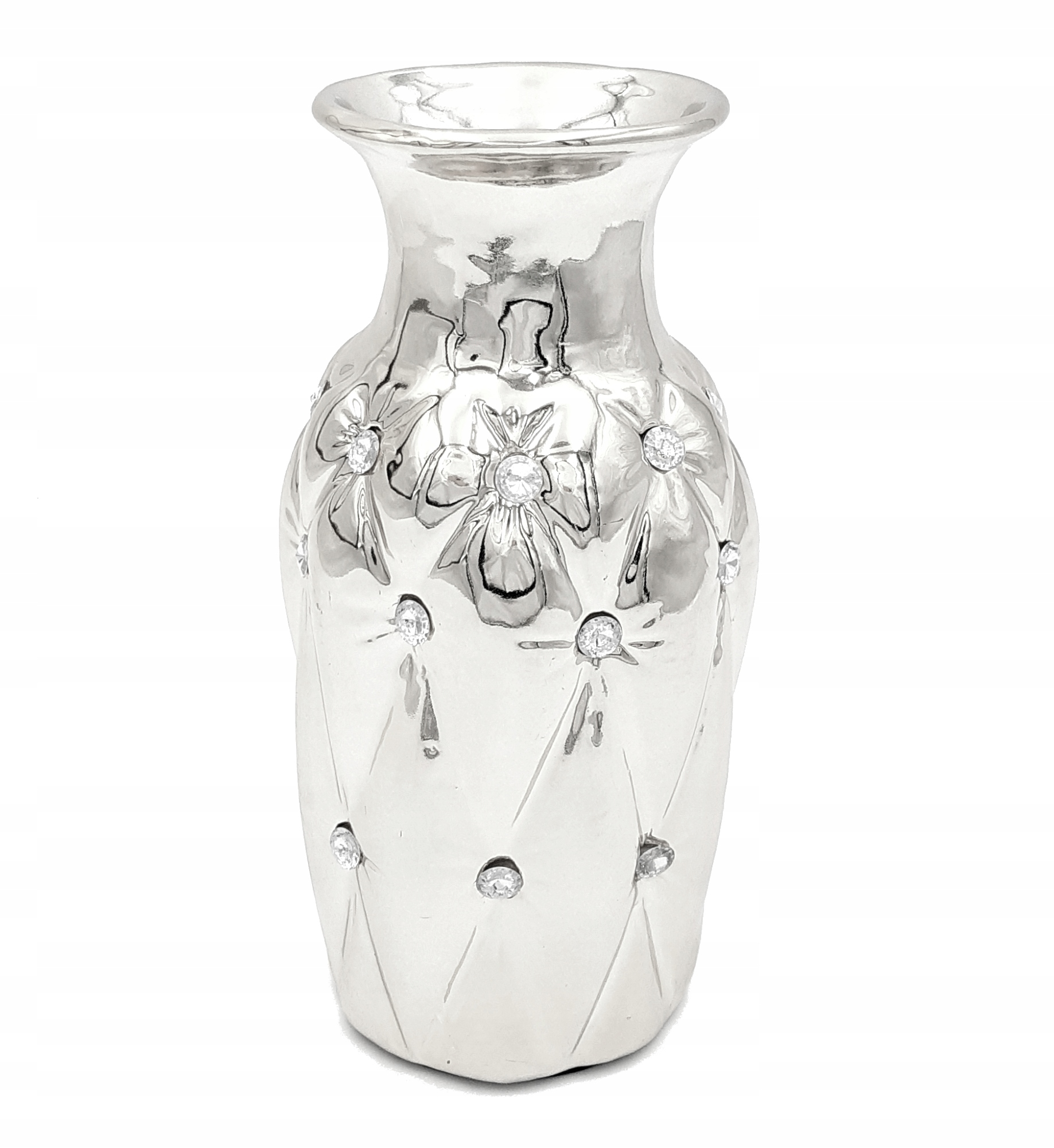 

Srebrny wazon ceramiczny nowoczesny glamour ozdoba