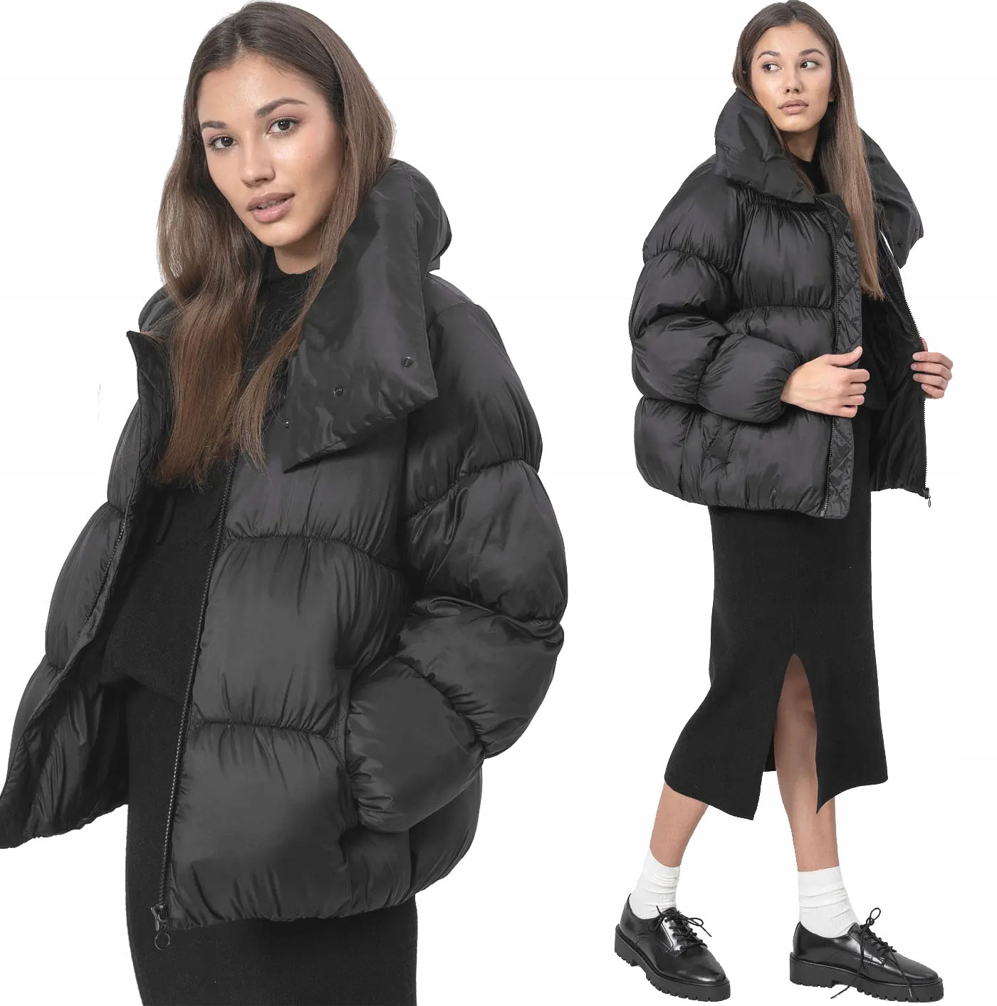 OUTHORN KURTKA ZIMOWA CZARNA PIKOWANA BOMBERKA