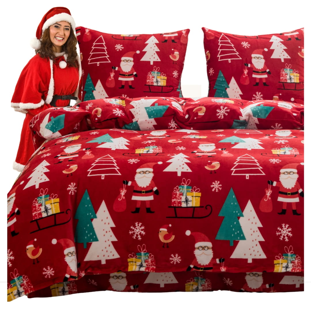 Vánoční Povlečení mikrovlákna 220x200 Vánoční Santa Claus Fleece jako Dárek
