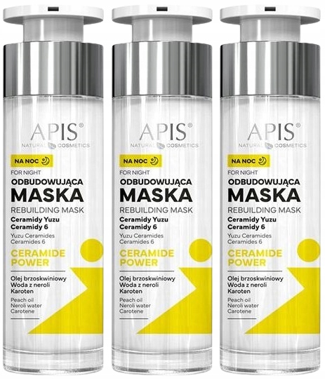 3 kusy Ceramide Power Obnovující noční maska Apis Broskvový olej