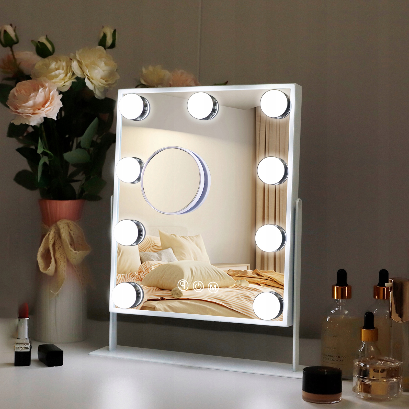 Kosmetické podsvícené zrcátko na make-up 9 Led Hollywood s 9 žárovkami