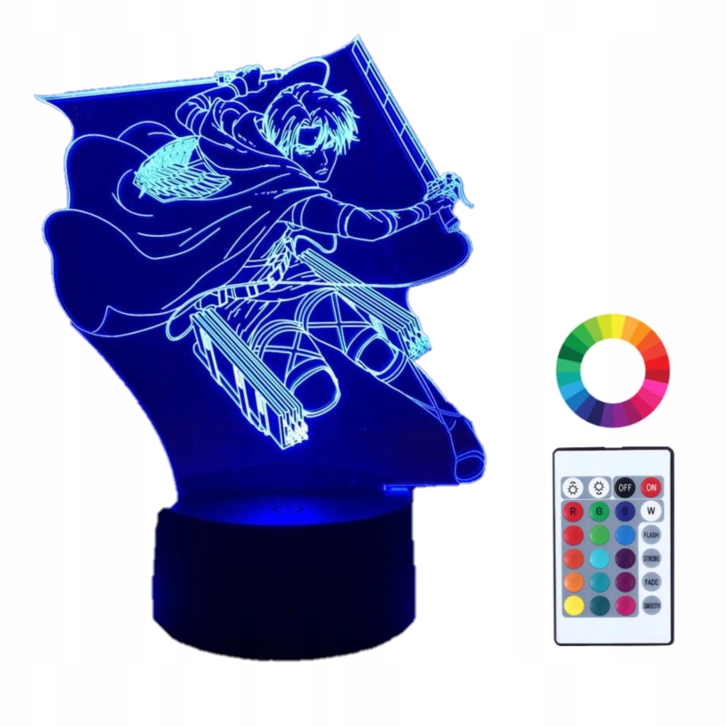 

Lampka Nocna Attack on Titan Levi 3D Led Imię