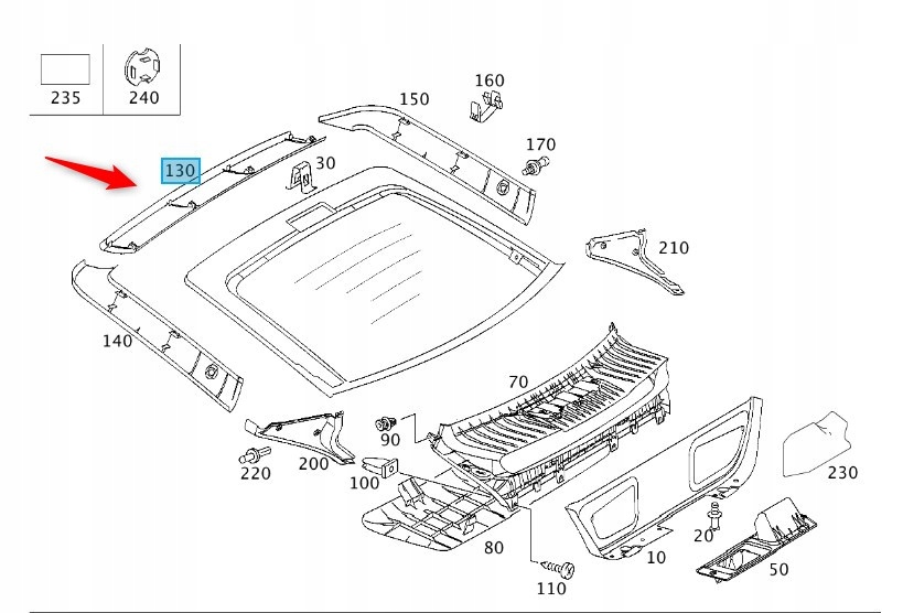 Kryt Zadní Klapky Mercedes C Kupé W203 A20374724717E94