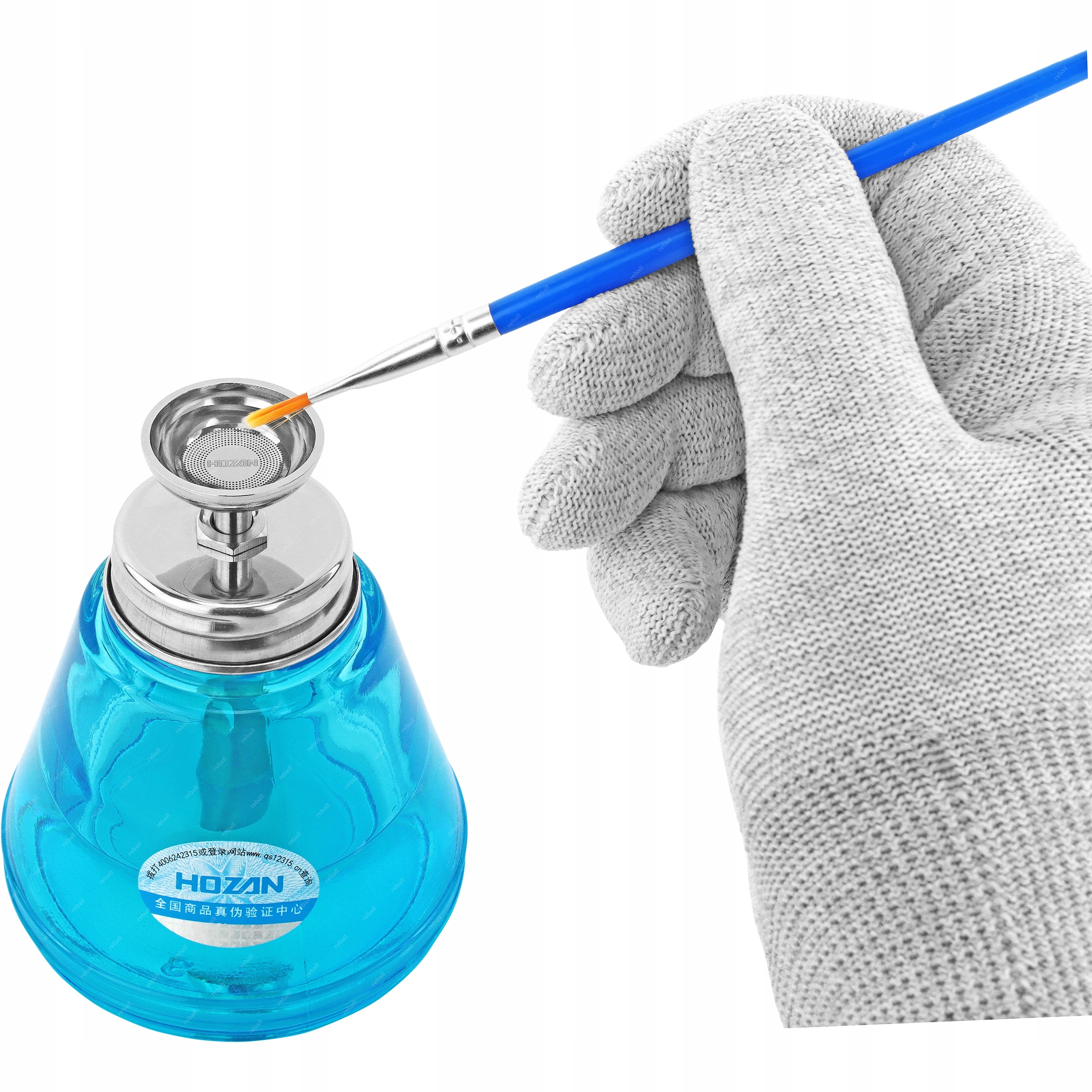 BUTELKA DOZOWNIK Z POMPKĄ WANIENKĄ CZERPAKIEM SZKLANA NIEBIESKA - 150 ML