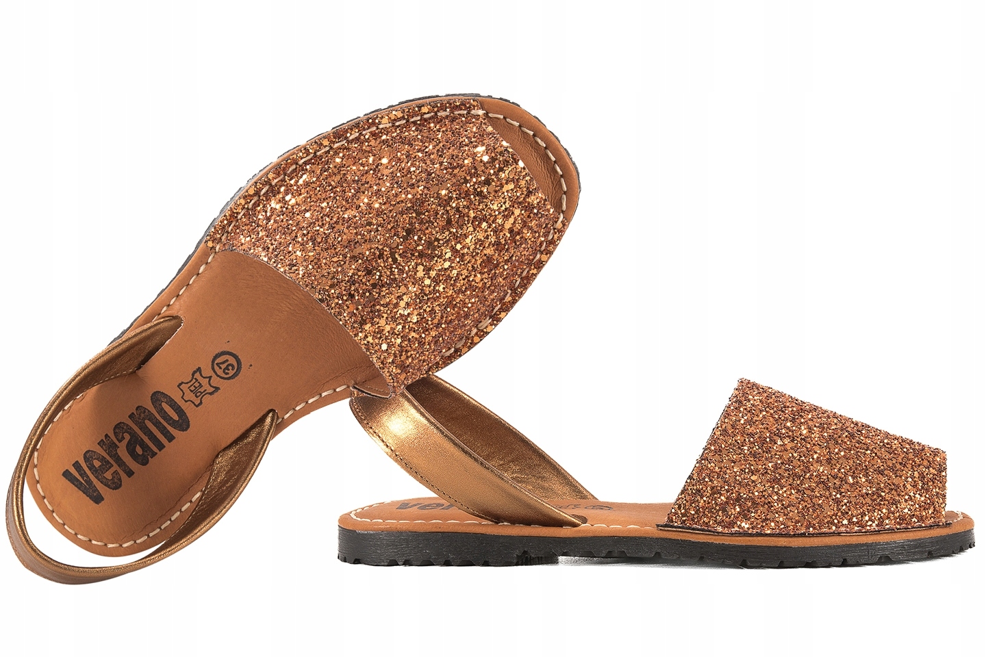 Verano 2275 Dámské Sandály Španělské Kůže/brokát měděné 39